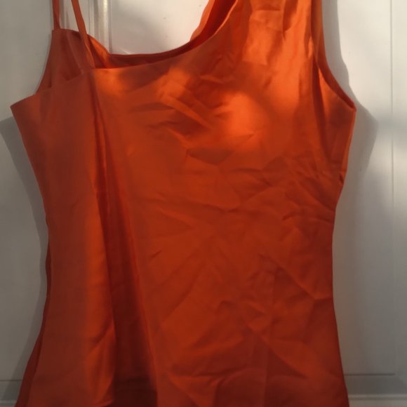 ORANGE /RUST ASYMMETRIC SATIN CAMI TOP SIZE 6 NASTY GAL COLLECTION - Picture 6 of 10